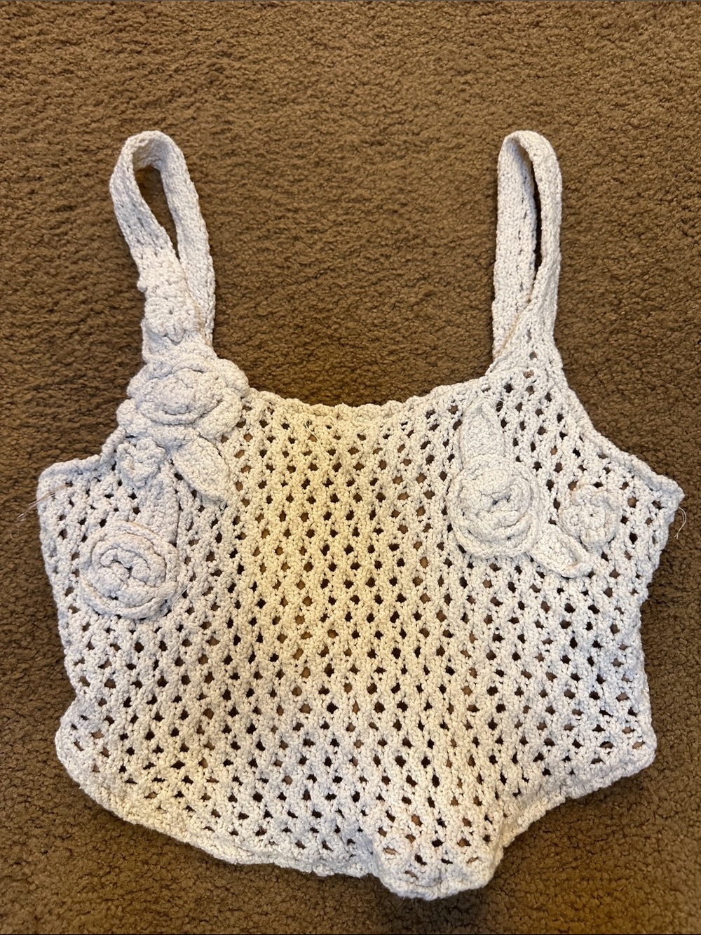 jluxlabel Crochet Floral Tank Top - beige/white